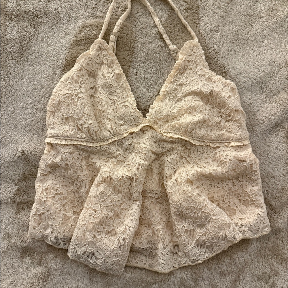 Altar’s State Cora Lace Hanky Top in Cream